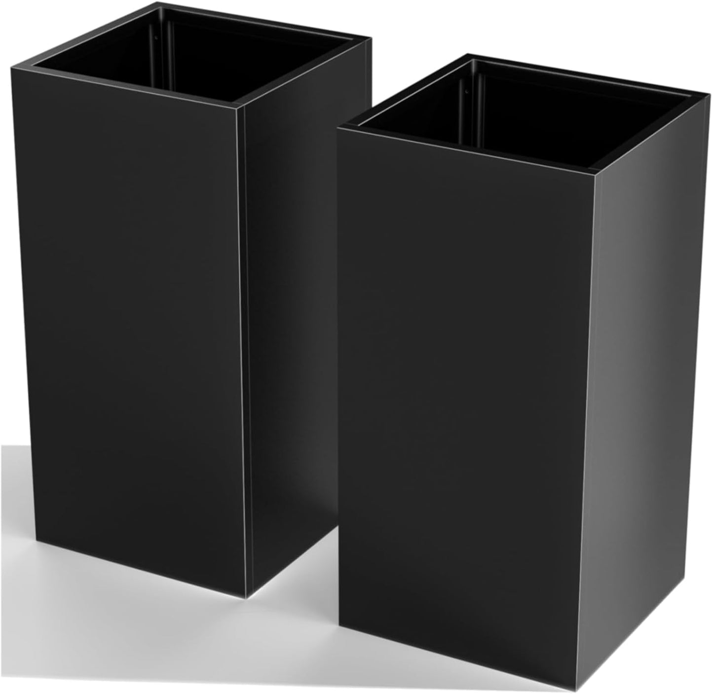 Tall Metal Cube Planter for Outdoor Plants 36" L x 12" W x 26" H, Heavy Duty Steel Large Planter Box with Removable Insert Shelf, Modern Décor for Tall Plants, Trees, Flowers (Black)
