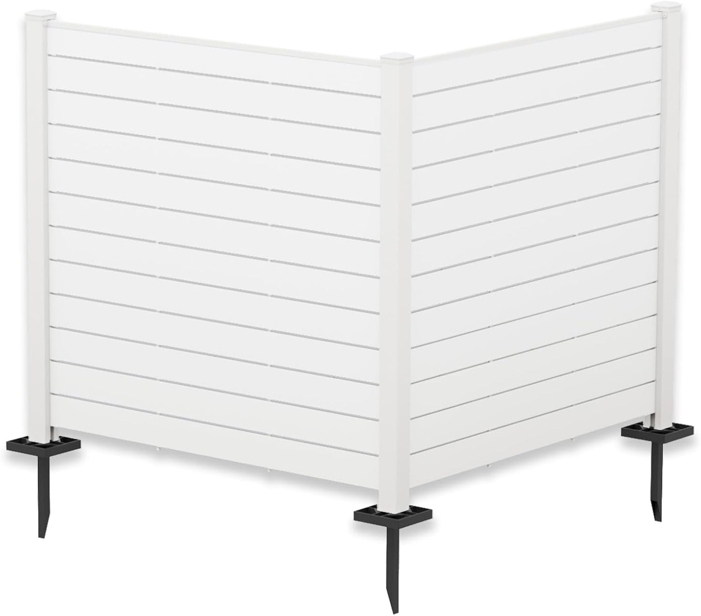 Kozyard 50" W x 48" H Outdoor Privacy Screens Aluminum Post, Air Conditioner Fence Panels, Pool Equipment Enclosure, Trash Can Screens Fence Kit for Outside Backyard Patio (Black/4Panels)