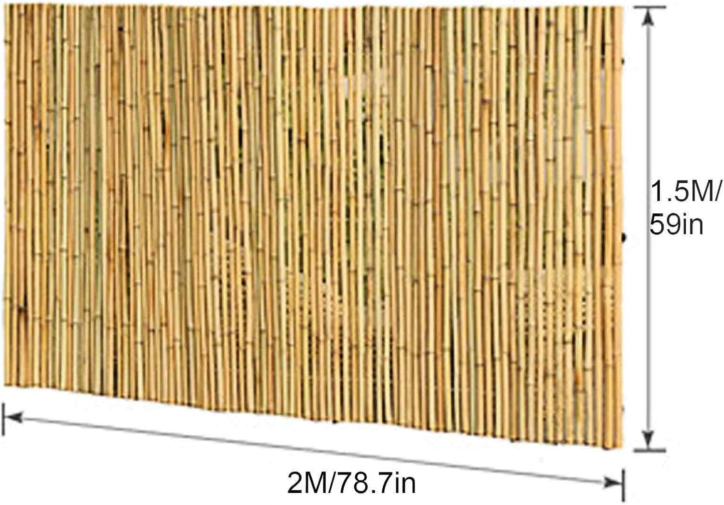 Privacy Bamboo Fence, Bamboo Fence Roll, Gardening Villa Courtyard Decoration Protection Partition Wall Panel, Easy to Assemble, 3ft/ 4ft/ 6ft High(Height 1.5mx2m/4.9x6.5ft)