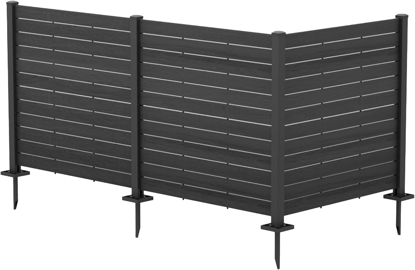 Kozyard 50" W x 48" H Outdoor Privacy Screens Aluminum Post, Air Conditioner Fence Panels, Pool Equipment Enclosure, Trash Can Screens Fence Kit for Outside Backyard Patio (Black/4Panels)