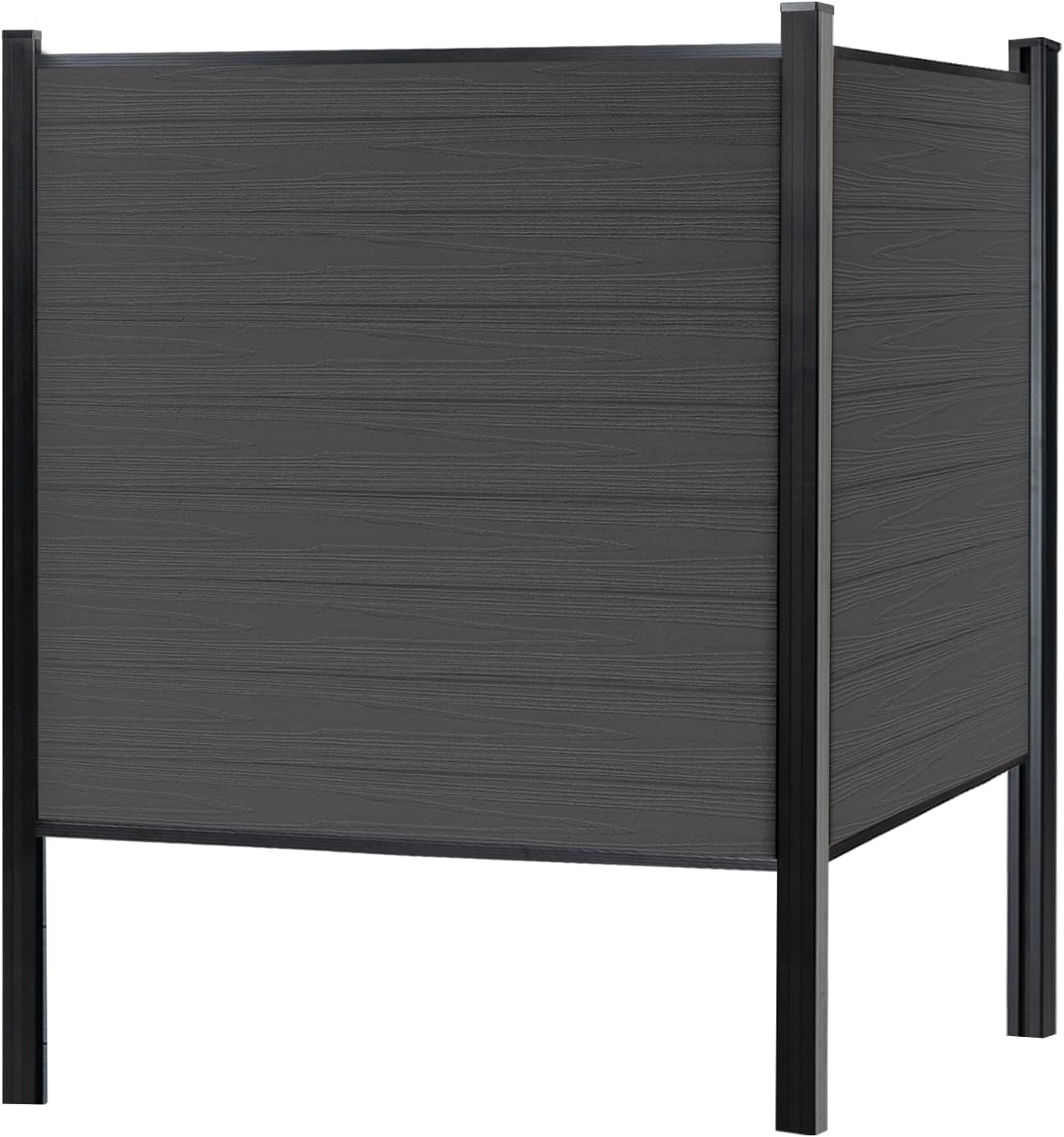 Fence Privacy Screen with 8ft In-ground Posts, 6ft(H) x 6ft(W) Wood Plastic Composite Fence Panels Weather-Resistant Outdoor Fence for Backyard/Garden (Black, 1 Post)