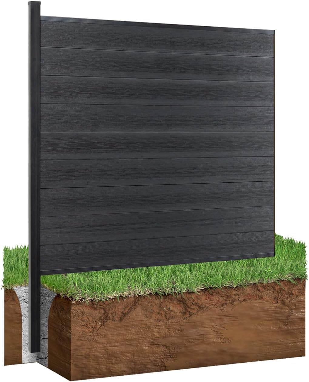 72" W x 72" H Outdoor Privacy Fence with Sturdy Alloy Post, Tall Wind Resistant Fence Covering Privacy, Wood Plastic Composite Fencing for Yard Backyard Garden and Swimming Pool(Grey)