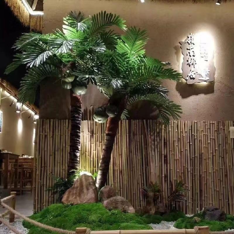 Simulated Coconut Tree Artificial Fiberglass Fake Green Plant Fan Sunflower Tree Indoor and Outdoor Palm Tree Betel Nut Phoenix Tail Sunflower 1.8m+2.3m