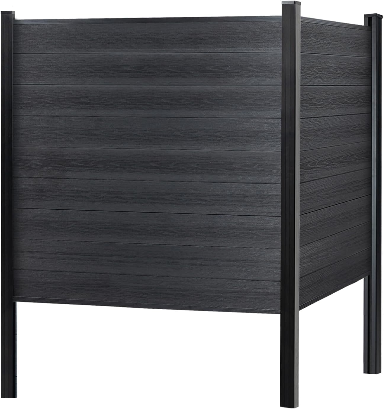 Fence Privacy Screen with 8ft In-ground Posts, 6ft(H) x 6ft(W) Wood Plastic Composite Fence Panels Weather-Resistant Outdoor Fence for Backyard/Garden (Black, 1 Post)