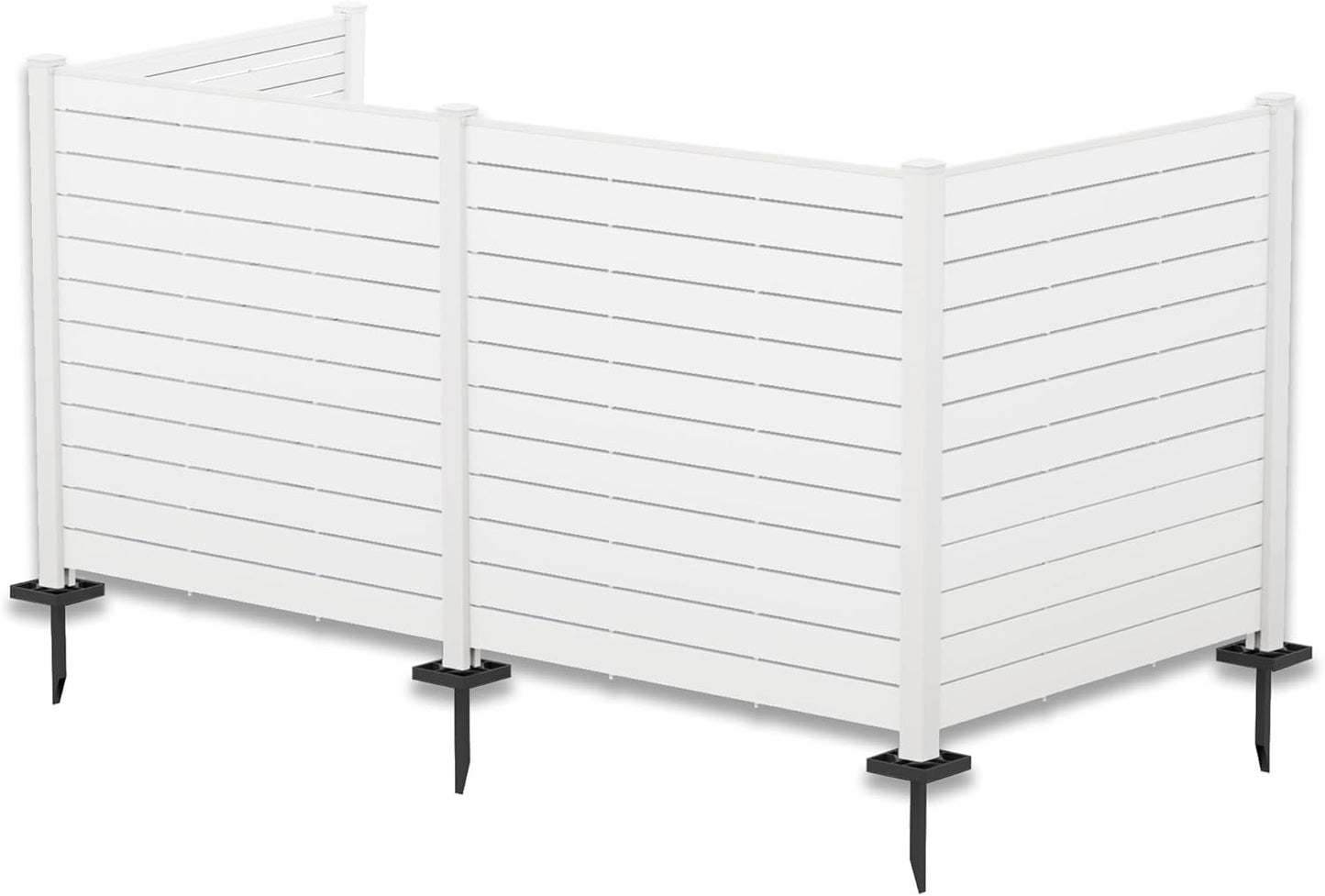 Kozyard 50" W x 48" H Outdoor Privacy Screens Aluminum Post, Air Conditioner Fence Panels, Pool Equipment Enclosure, Trash Can Screens Fence Kit for Outside Backyard Patio (Black/4Panels)