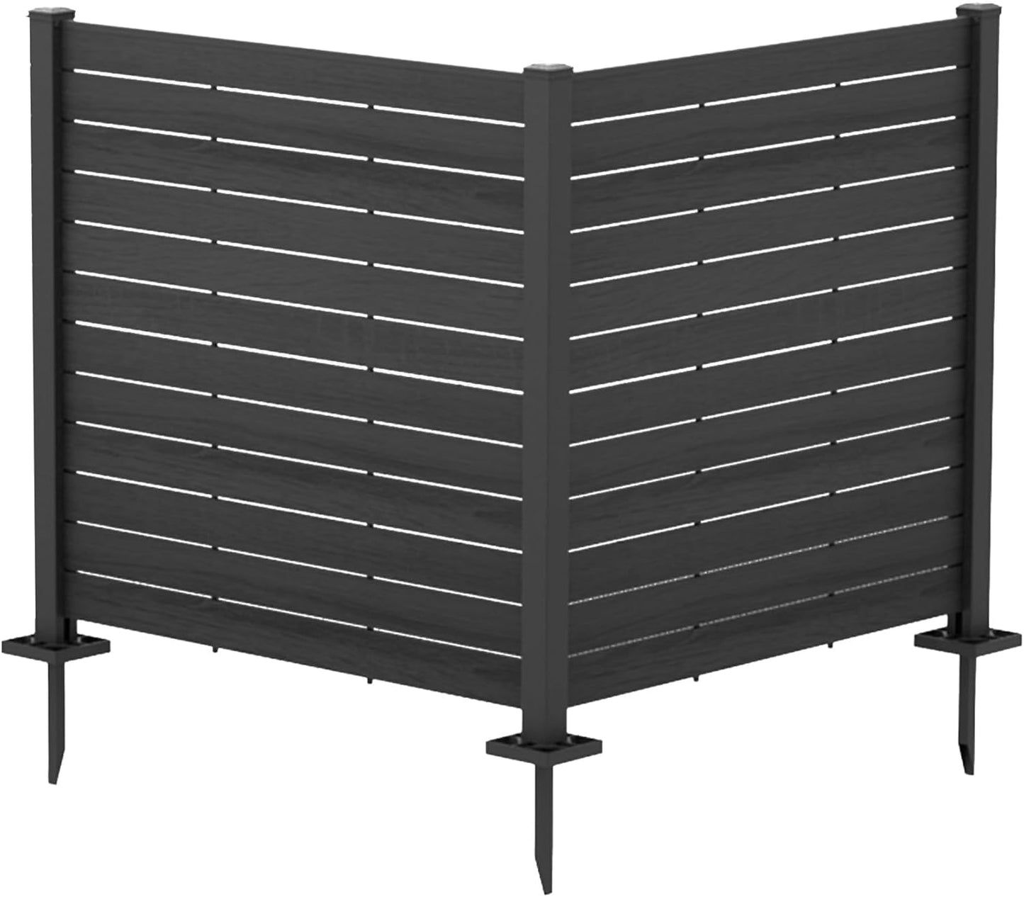 Kozyard 50" W x 48" H Outdoor Privacy Screens Aluminum Post, Air Conditioner Fence Panels, Pool Equipment Enclosure, Trash Can Screens Fence Kit for Outside Backyard Patio (Black/4Panels)