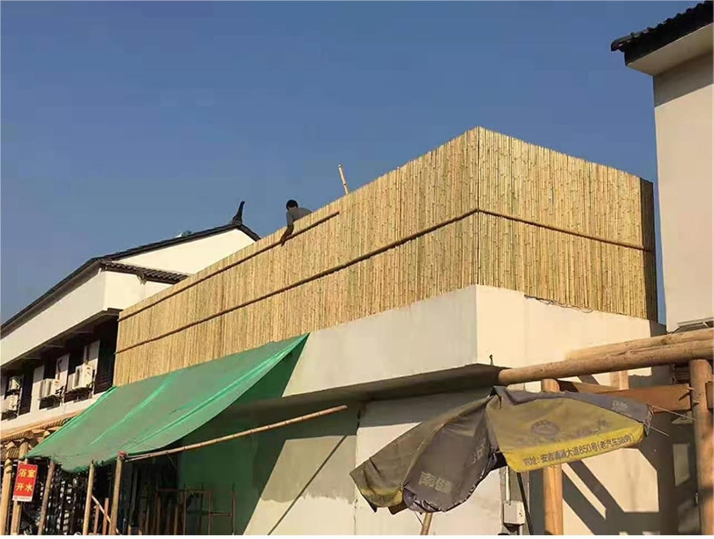 Privacy Bamboo Fence, Bamboo Fence Roll, Gardening Villa Courtyard Decoration Protection Partition Wall Panel, Easy to Assemble, 3ft/ 4ft/ 6ft High(Height 1.5mx2m/4.9x6.5ft)