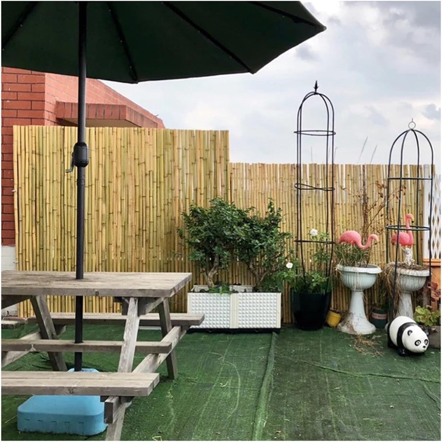 Privacy Bamboo Fence, Bamboo Fence Roll, Gardening Villa Courtyard Decoration Protection Partition Wall Panel, Easy to Assemble, 3ft/ 4ft/ 6ft High(Height 1.5mx2m/4.9x6.5ft)