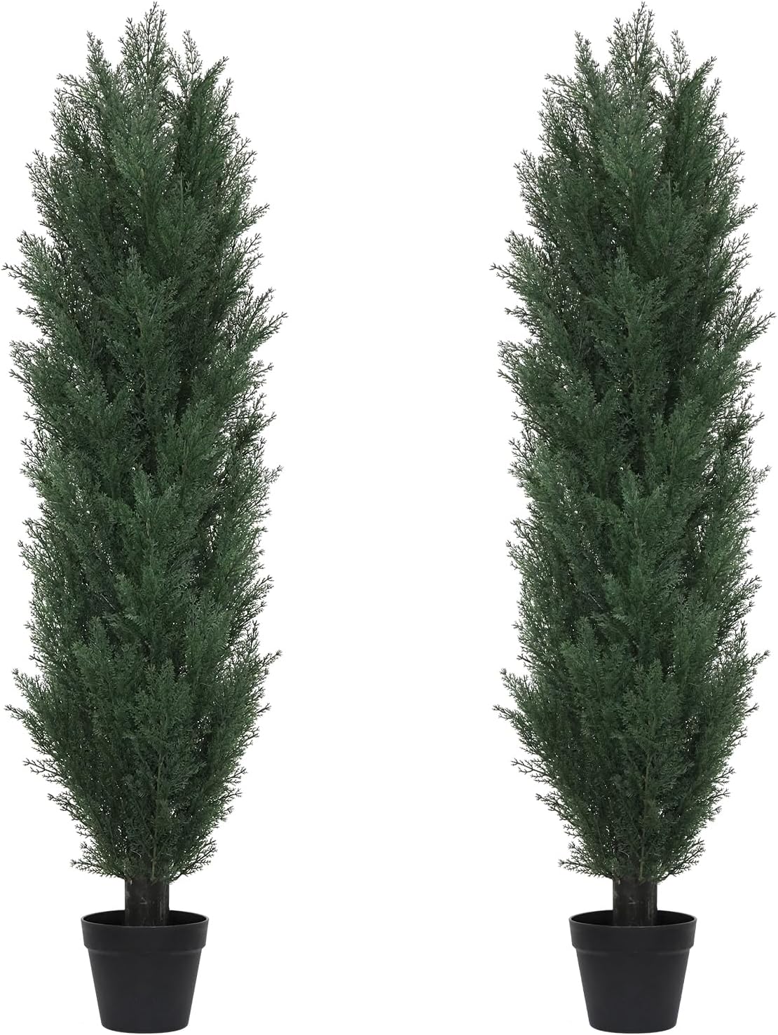 THE BLOOM TIMES 6ft Topiary Trees Artificial Outdoor Set of 2, UV Resistant Faux Cedar Pine Cypress Bushes & Shrubs, Fake Plants for Front Porch Outside Planter Patio Decor 6 Foot Tall