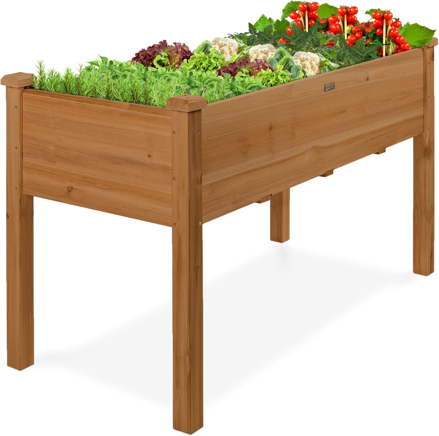 Best Choice Products 48 x 24 x 30 Inches Raised Garden Bed, Elevated Wood Planter Box Stand for Backyard, Patio, Balcony with Bed Liner, 200 Pound Capacity - Natural