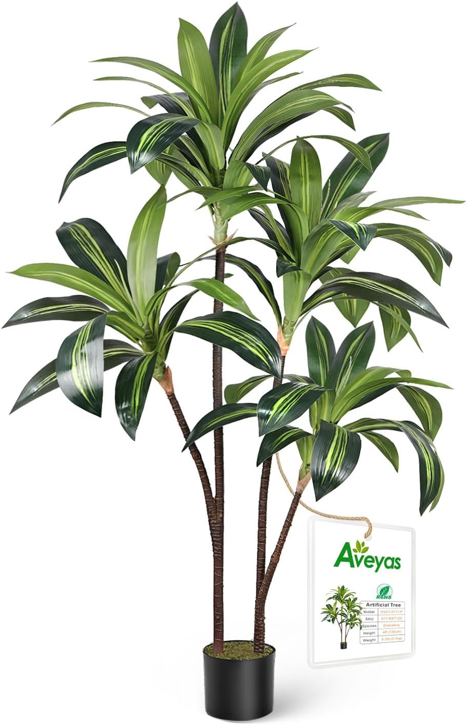 Aveyas 5ft Artificial Cedar Topiary Trees for Outdoor Front Porch Door, 5 Feet Faux Potted Plants Evergreen Fake Pine Cypress Tree for Outside Home Decor (5 ft Tall) - Set of 2 Pack