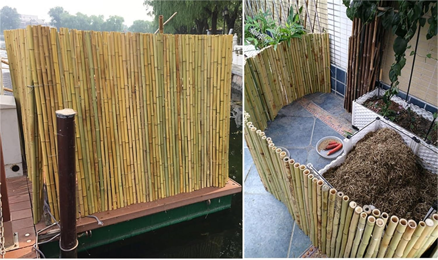 Privacy Bamboo Fence, Bamboo Fence Roll, Gardening Villa Courtyard Decoration Protection Partition Wall Panel, Easy to Assemble, 3ft/ 4ft/ 6ft High(Height 1.5mx2m/4.9x6.5ft)