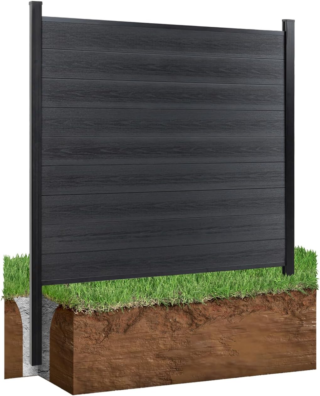 72" W x 72" H Outdoor Privacy Fence with Sturdy Alloy Post, Tall Wind Resistant Fence Covering Privacy, Wood Plastic Composite Fencing for Yard Backyard Garden and Swimming Pool(Grey)