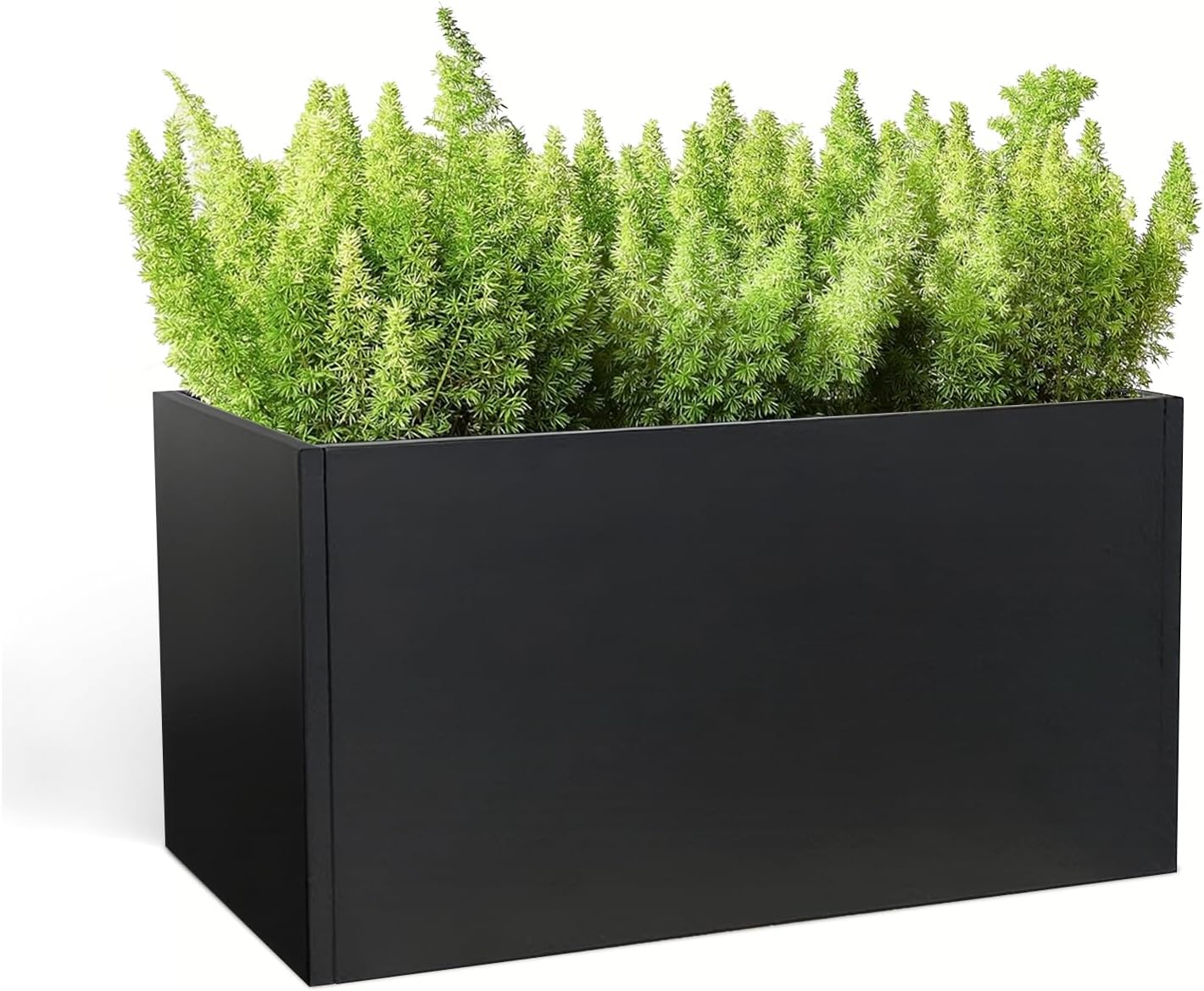 Steel Planter 36" x 12" x 16" Metal Rectangle Outdoor Planter Black Powder Coated Flower Box Metallic Heavy Pot Indoor & Outdoor, Commercial & Residential (L36 x W12 x D16, Black)