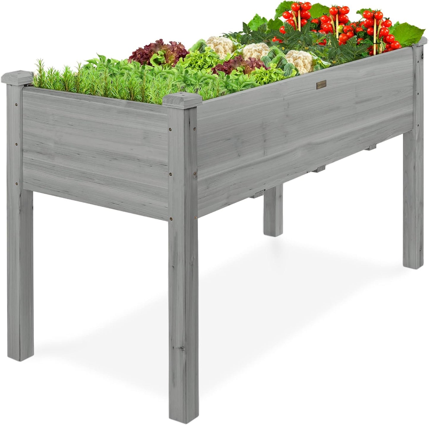 Best Choice Products 48 x 24 x 30 Inches Raised Garden Bed, Elevated Wood Planter Box Stand for Backyard, Patio, Balcony with Bed Liner, 200 Pound Capacity - Natural