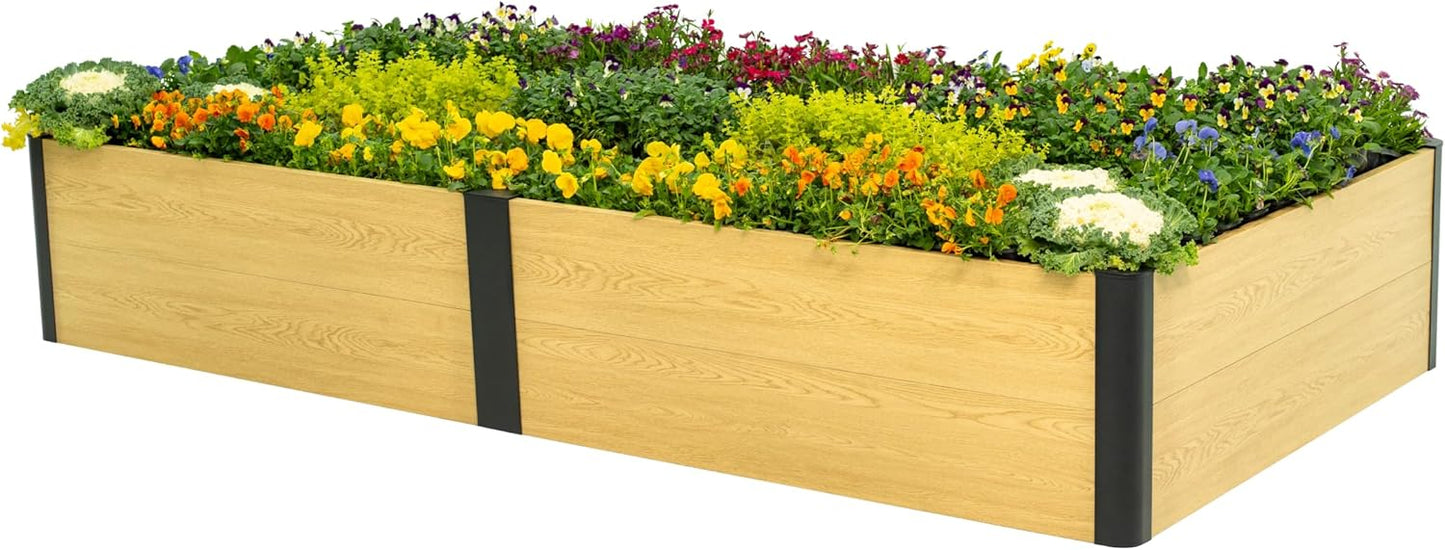 Woodgrain Series Raised Garden Bed, 2' x 8' Outdoor Wooden-Look Metal Planter Box for Gardening Vegetables Flowers Herbs