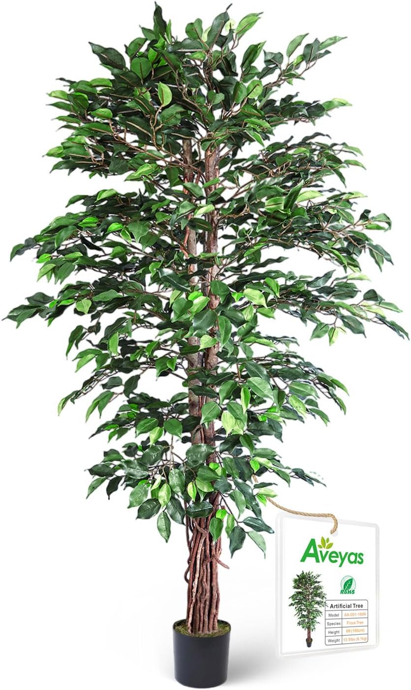 Aveyas 5ft Artificial Cedar Topiary Trees for Outdoor Front Porch Door, 5 Feet Faux Potted Plants Evergreen Fake Pine Cypress Tree for Outside Home Decor (5 ft Tall) - Set of 2 Pack