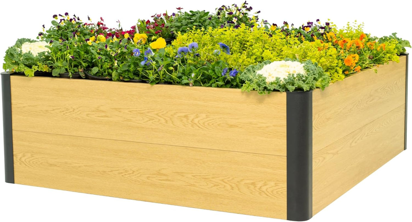 Woodgrain Series Raised Garden Bed, 2' x 8' Outdoor Wooden-Look Metal Planter Box for Gardening Vegetables Flowers Herbs