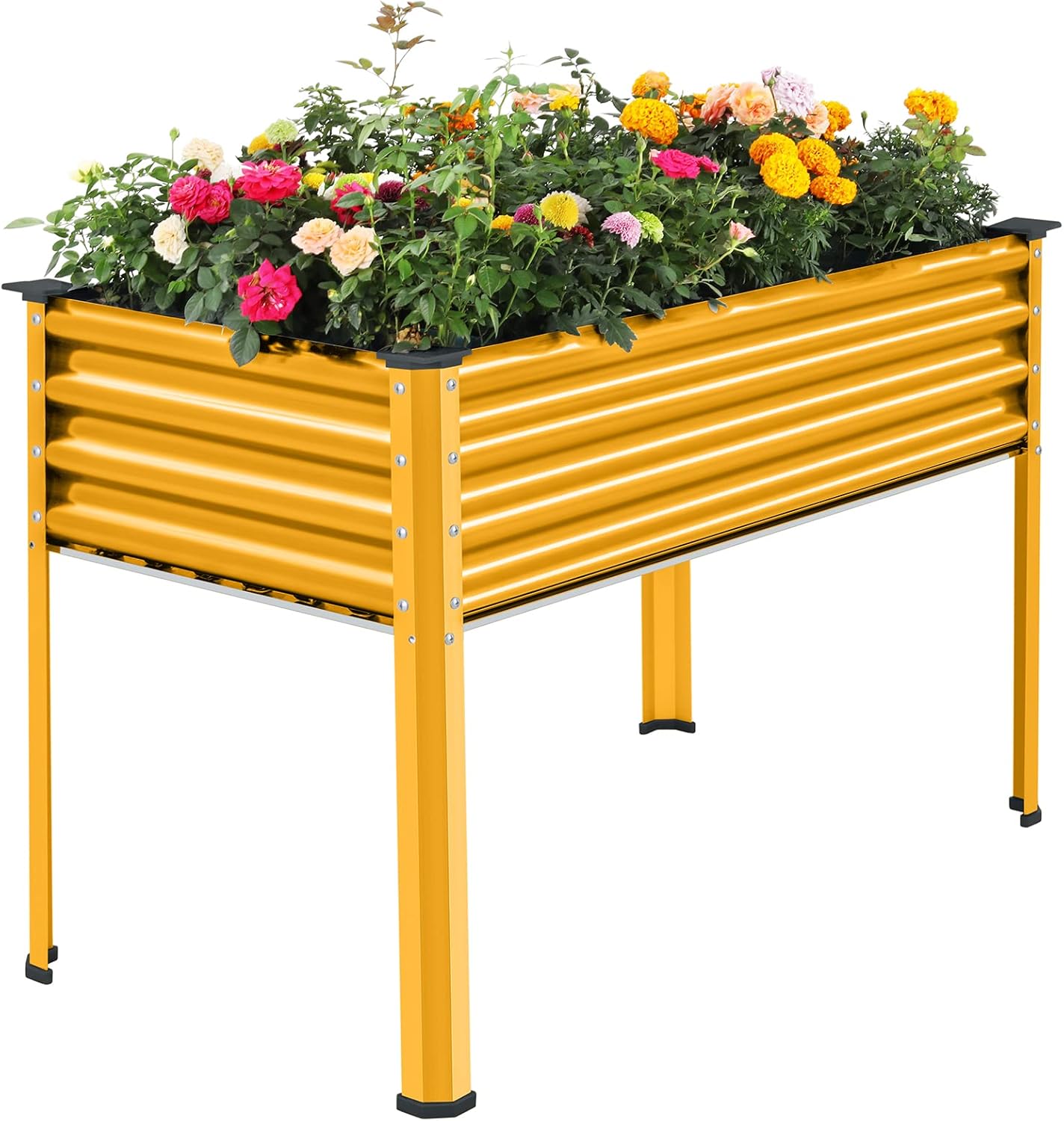 Land Guard Galvanized Raised Garden Bed with Legs, 96×24×32in Raised Garden Beds Outdoor with Drainage Holes, Planter Boxes Outdoor for Backyard, Patio, Balcony, 800lb Capacity, Silver