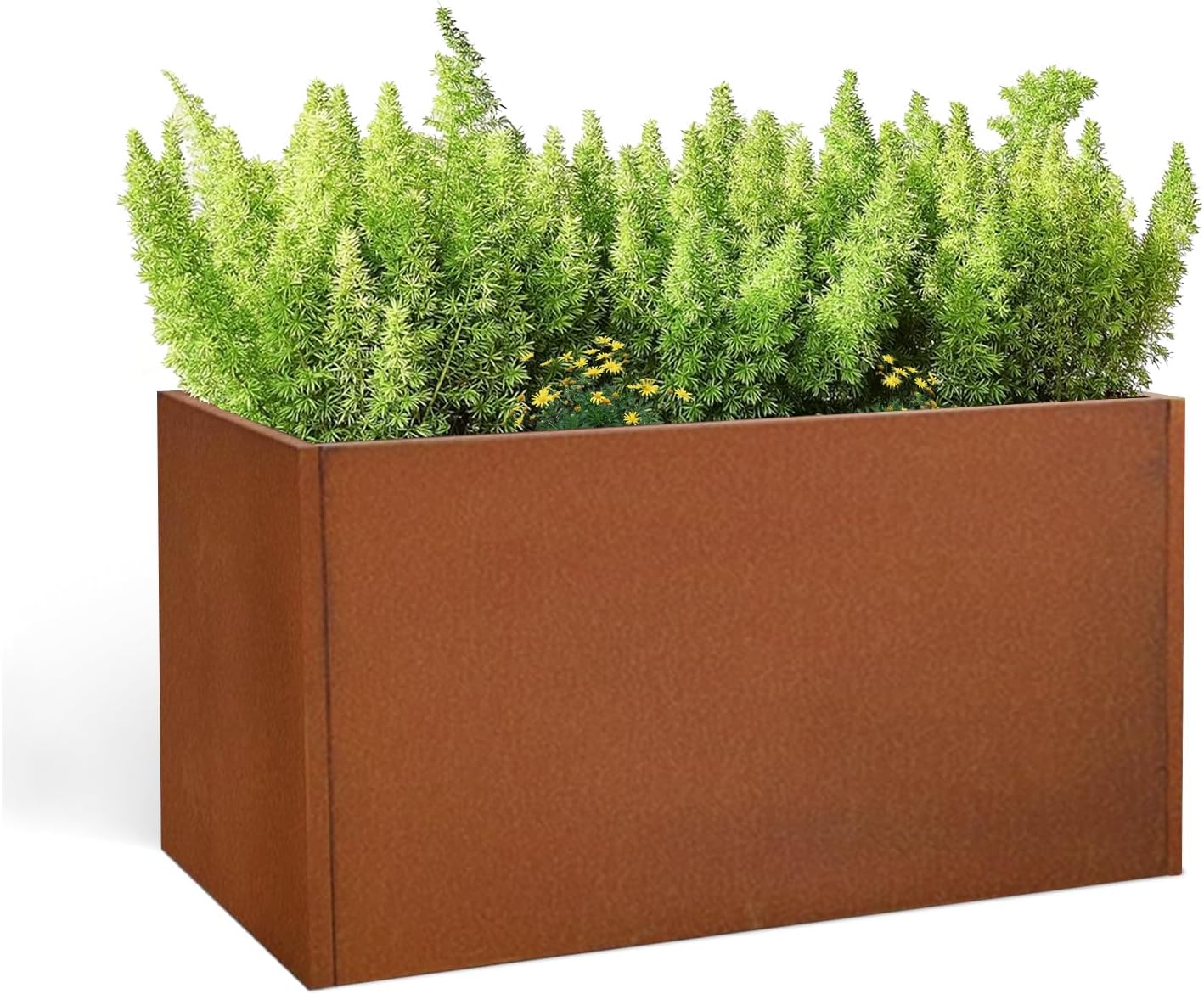 Steel Planter 36" x 12" x 16" Metal Rectangle Outdoor Planter Black Powder Coated Flower Box Metallic Heavy Pot Indoor & Outdoor, Commercial & Residential (L36 x W12 x D16, Black)