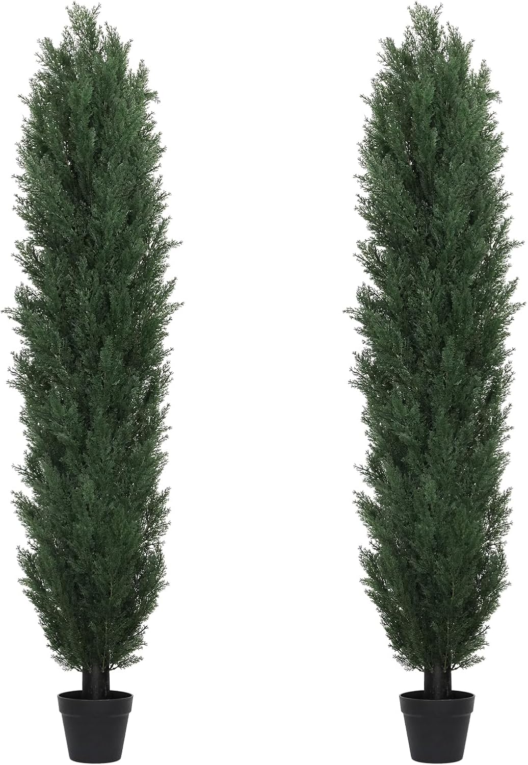 THE BLOOM TIMES 6ft Topiary Trees Artificial Outdoor Set of 2, UV Resistant Faux Cedar Pine Cypress Bushes & Shrubs, Fake Plants for Front Porch Outside Planter Patio Decor 6 Foot Tall