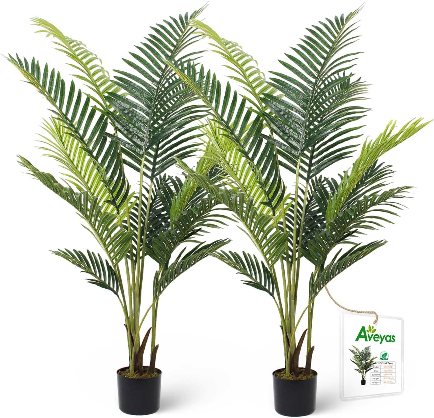 Aveyas 5ft Artificial Cedar Topiary Trees for Outdoor Front Porch Door, 5 Feet Faux Potted Plants Evergreen Fake Pine Cypress Tree for Outside Home Decor (5 ft Tall) - Set of 2 Pack