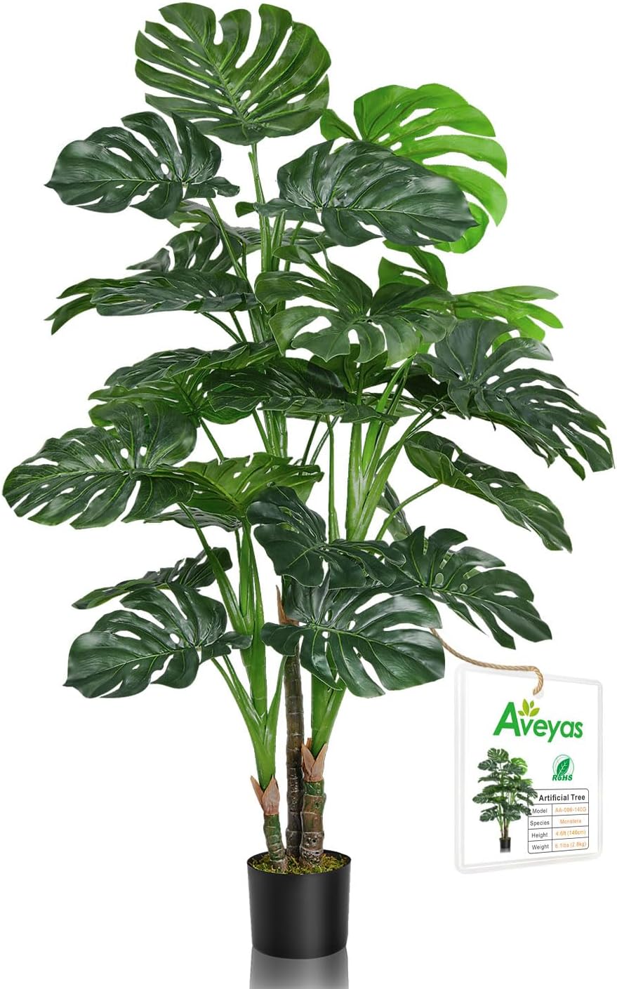Aveyas 5ft Artificial Cedar Topiary Trees for Outdoor Front Porch Door, 5 Feet Faux Potted Plants Evergreen Fake Pine Cypress Tree for Outside Home Decor (5 ft Tall) - Set of 2 Pack