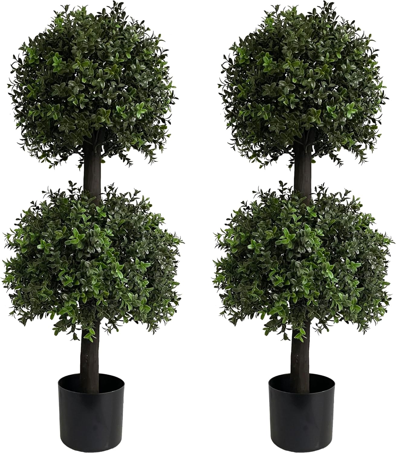 ALL SEASON GREEN 56'' Large Triple Ball Artificial Topiaries Tree UV Pre-Potted Outdoor Plants Porch Decor 2 Pack