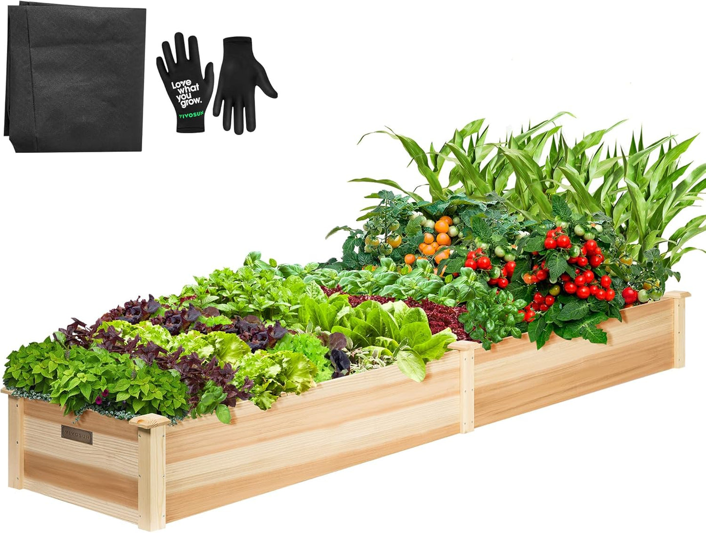 VIVOSUN 3.6 x 1.3Ft Wooden Raised Garden Bed, 43.5 x 16 x 14 Inches, Outdoor Wood Planter Box with Screwdriver and a Liner for Garden, Patio, Balcony, Backyard and Outdoors