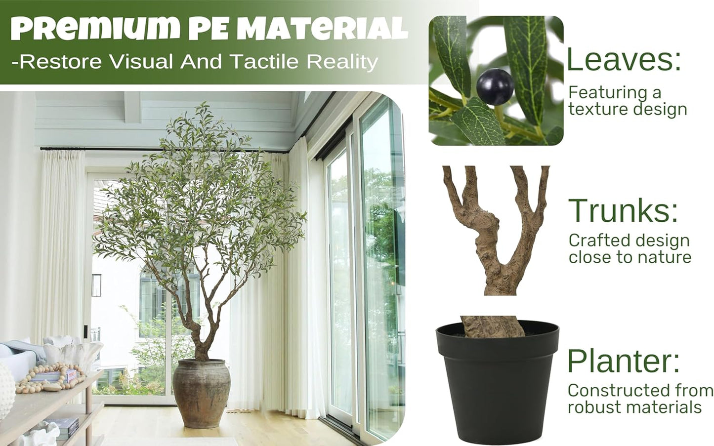 Artificial Olive Tree 8.2FT with 3342 Leaves & 136 Olive Fruits Deluxe Tall Large Faux Silk Plant 98 Inch Black Pot for Indoor Home Office Porch Mall Hotel School Decor Housewarming Gift