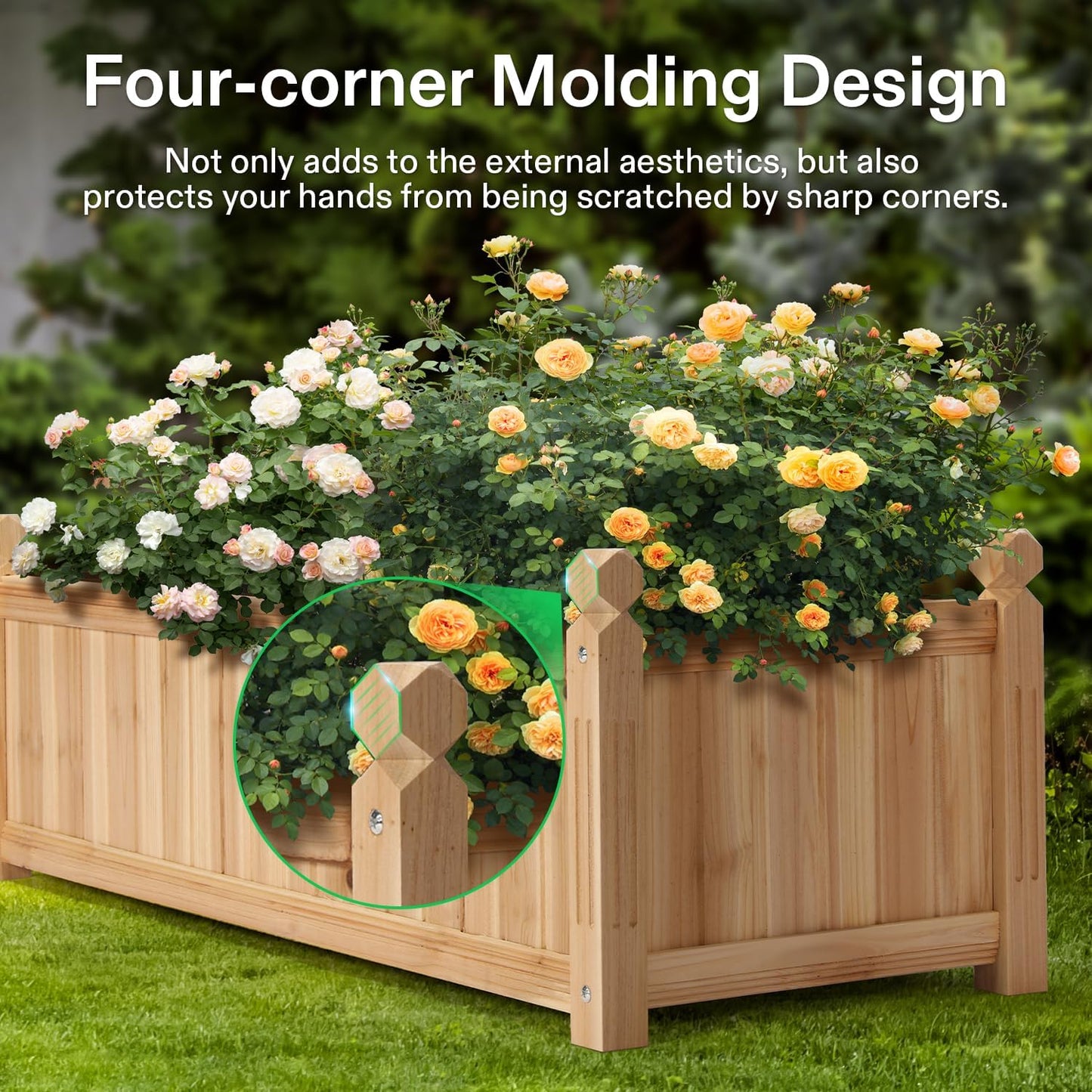 VIVOSUN 3.6 x 1.3Ft Wooden Raised Garden Bed, 43.5 x 16 x 14 Inches, Outdoor Wood Planter Box with Screwdriver and a Liner for Garden, Patio, Balcony, Backyard and Outdoors