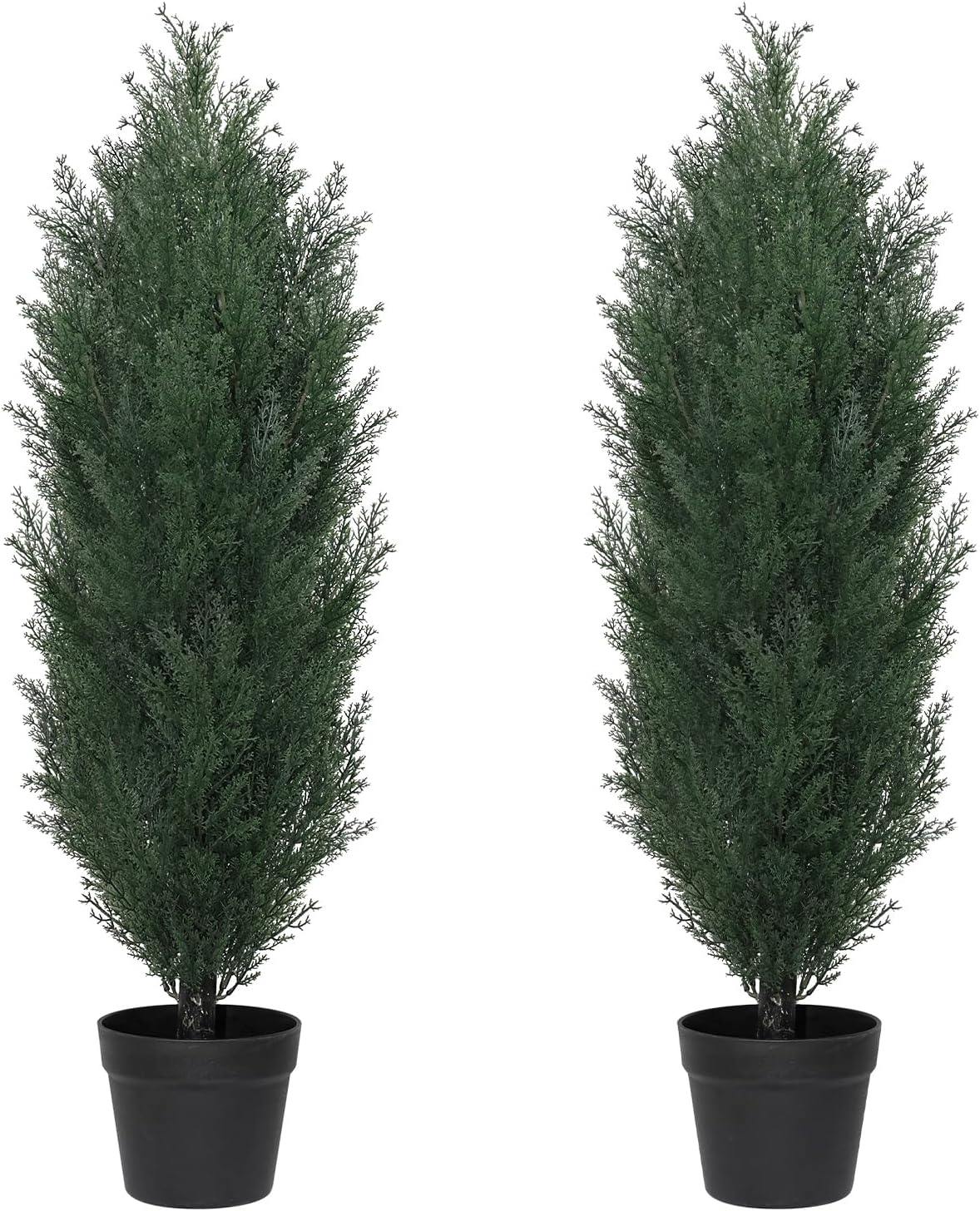 THE BLOOM TIMES 6ft Topiary Trees Artificial Outdoor Set of 2, UV Resistant Faux Cedar Pine Cypress Bushes & Shrubs, Fake Plants for Front Porch Outside Planter Patio Decor 6 Foot Tall