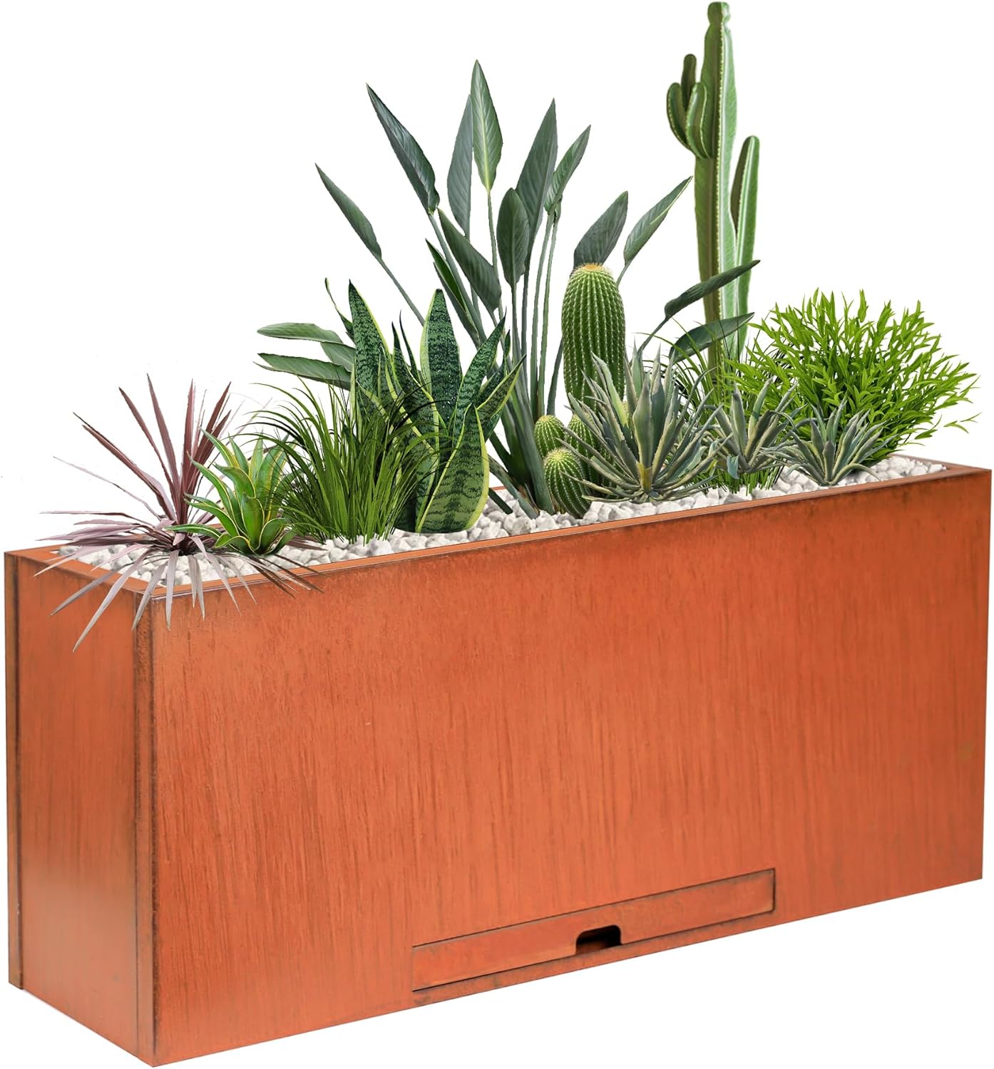 KOL Galvanized Steel Rectangular Planter Box, (16''H.x12''W.x36''L) Large Planters for Indoor Outdoor Plants,Black Powder Coated Metal Planter, Heavy Duty Modern Flower Pot, Commercial & Residential