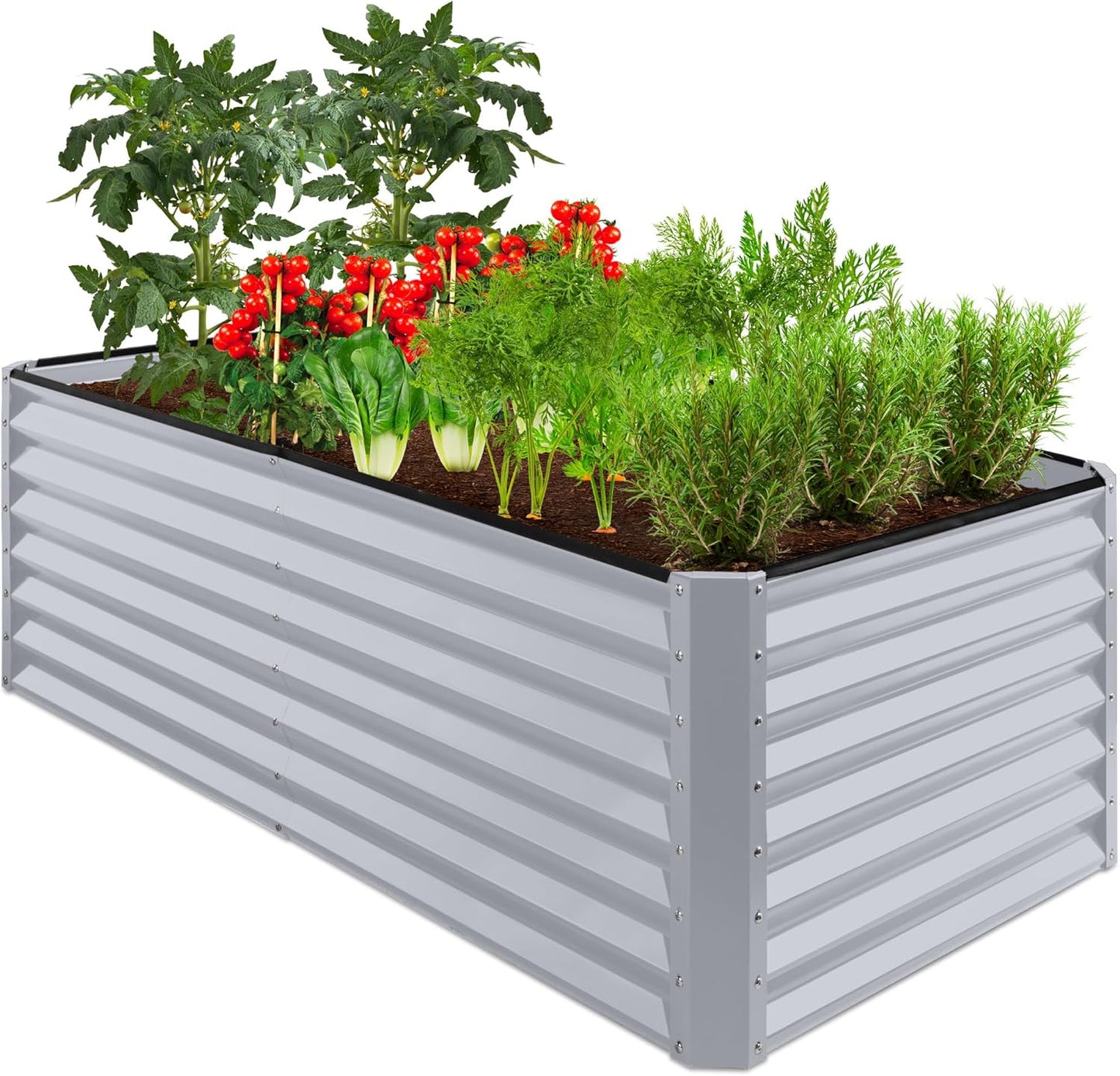Best Choice Products 6x3x2ft Outdoor Metal Raised Garden Bed, Deep Root Box Planter for Vegetables, Flowers, Herbs, and Succulents w/ 269 Gallon Capacity - Gray