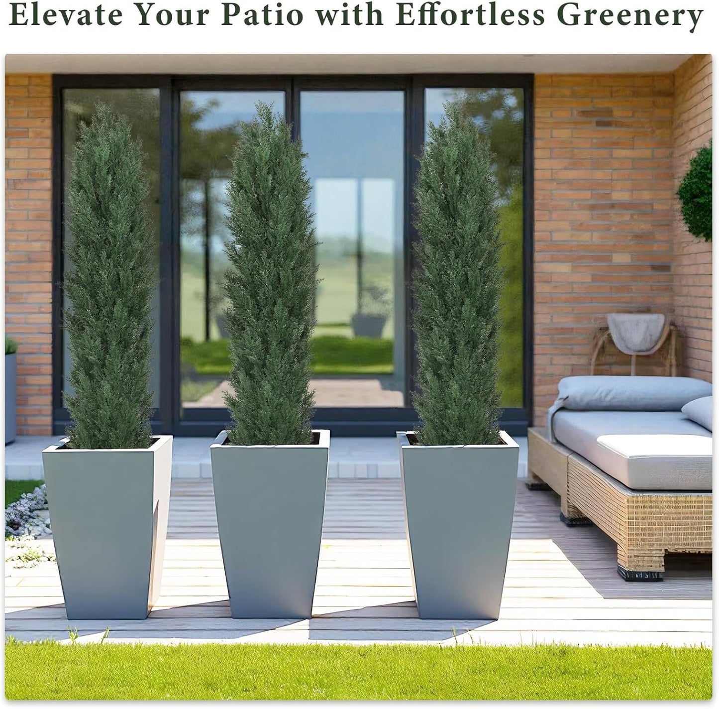 THE BLOOM TIMES 6ft Topiary Trees Artificial Outdoor Set of 2, UV Resistant Faux Cedar Pine Cypress Bushes & Shrubs, Fake Plants for Front Porch Outside Planter Patio Decor 6 Foot Tall