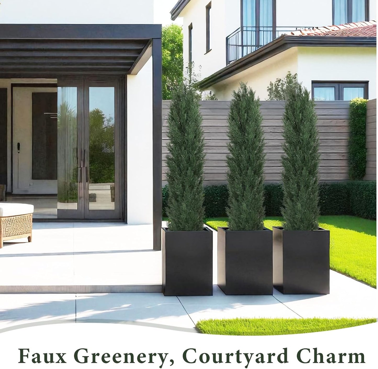 THE BLOOM TIMES 6ft Topiary Trees Artificial Outdoor Set of 2, UV Resistant Faux Cedar Pine Cypress Bushes & Shrubs, Fake Plants for Front Porch Outside Planter Patio Decor 6 Foot Tall