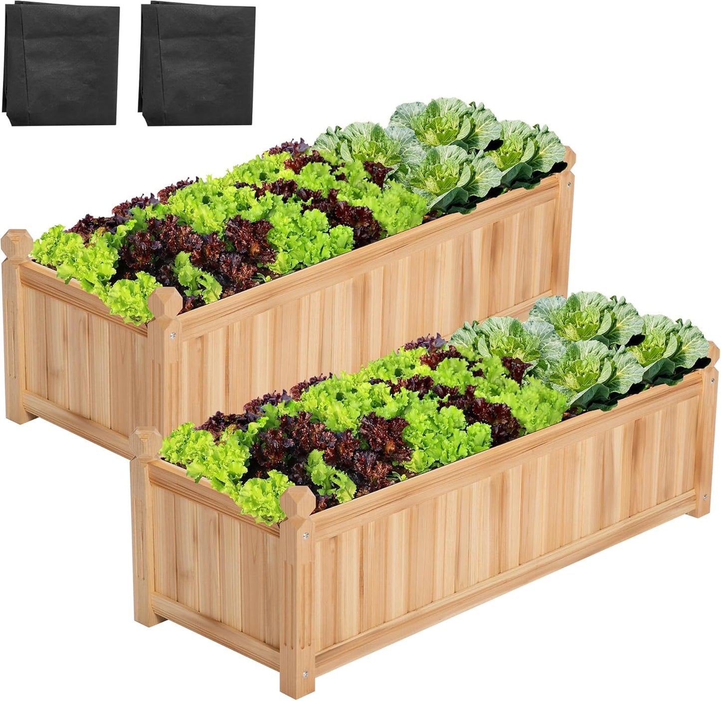 VIVOSUN 3.6 x 1.3Ft Wooden Raised Garden Bed, 43.5 x 16 x 14 Inches, Outdoor Wood Planter Box with Screwdriver and a Liner for Garden, Patio, Balcony, Backyard and Outdoors