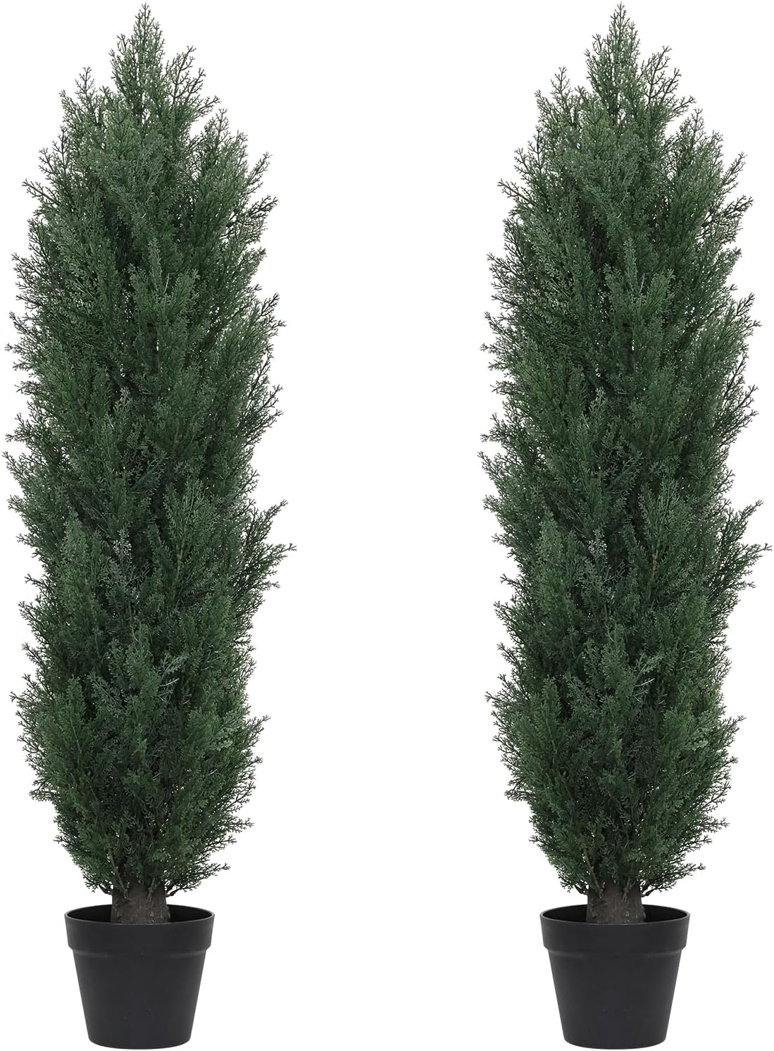 THE BLOOM TIMES 6ft Topiary Trees Artificial Outdoor Set of 2, UV Resistant Faux Cedar Pine Cypress Bushes & Shrubs, Fake Plants for Front Porch Outside Planter Patio Decor 6 Foot Tall