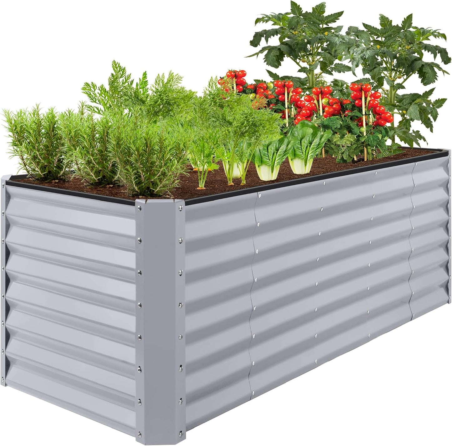 Best Choice Products 6x3x2ft Outdoor Metal Raised Garden Bed, Deep Root Box Planter for Vegetables, Flowers, Herbs, and Succulents w/ 269 Gallon Capacity - Gray