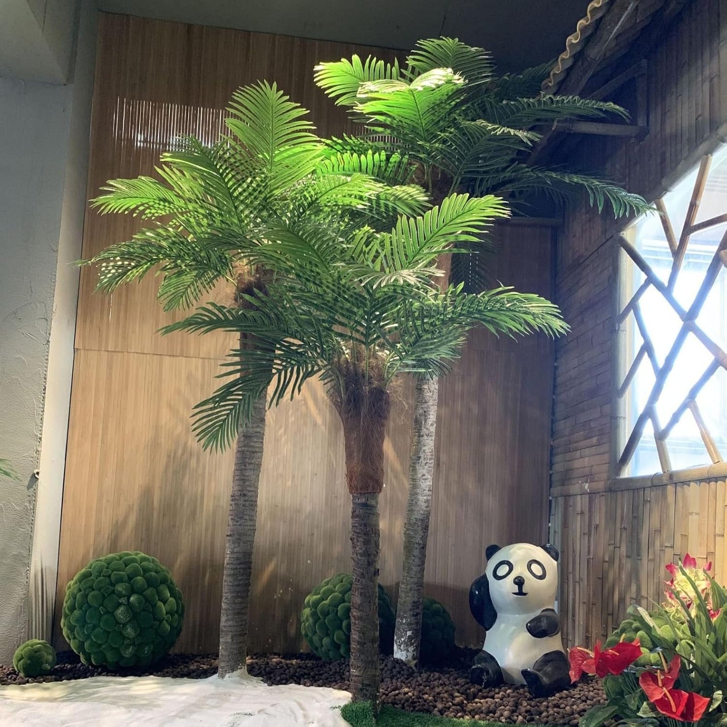 Simulated Coconut Tree Artificial Fiberglass Fake Green Plant Fan Sunflower Tree Indoor and Outdoor Palm Tree Betel Nut Phoenix Tail Sunflower 1.8m+2.3m