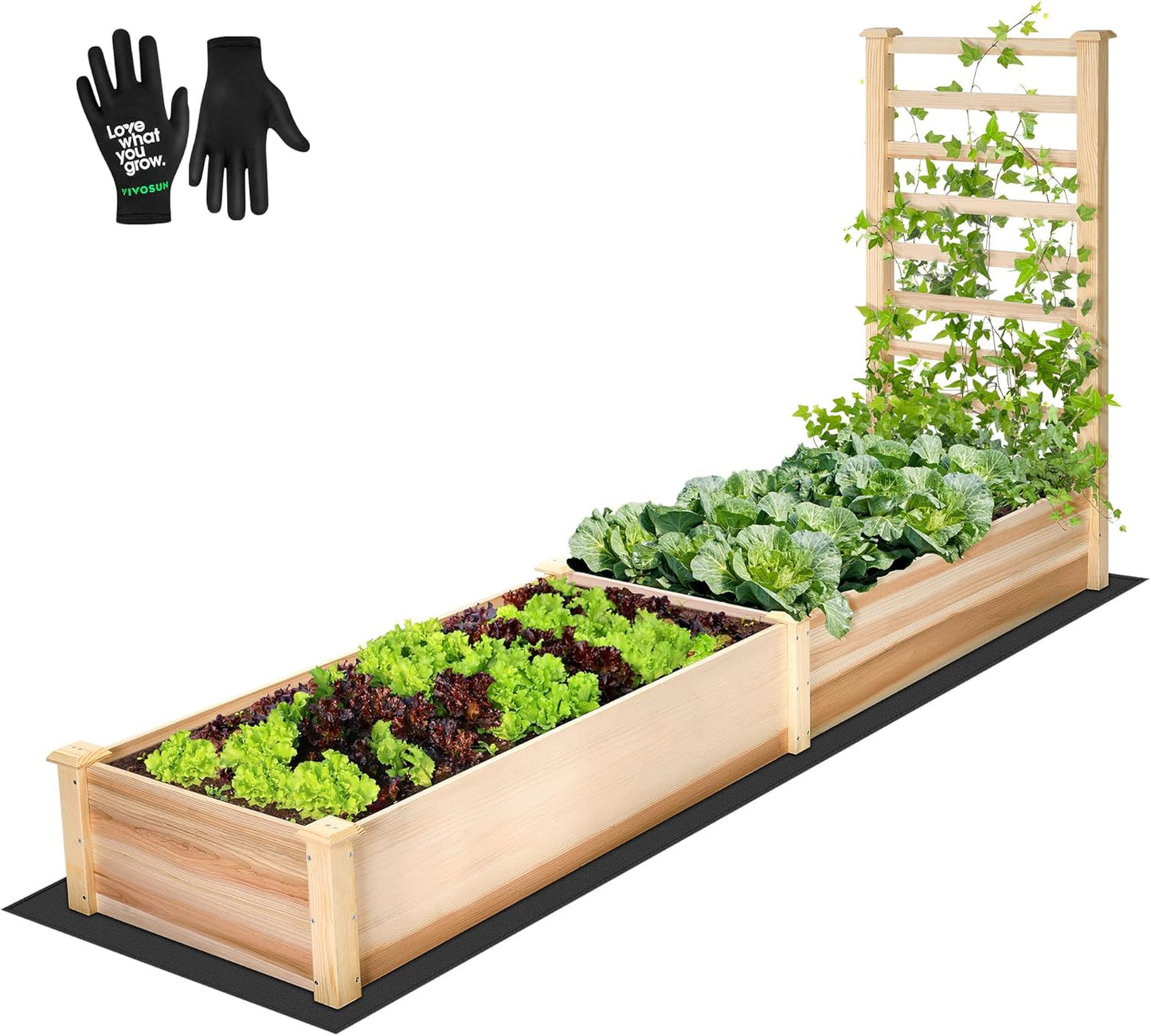 VIVOSUN 3.6 x 1.3Ft Wooden Raised Garden Bed, 43.5 x 16 x 14 Inches, Outdoor Wood Planter Box with Screwdriver and a Liner for Garden, Patio, Balcony, Backyard and Outdoors