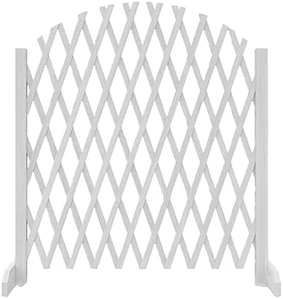 Retractable Wooden Fence,Traffic Barriers，Retractable Wooden Fence, Garden Grid Decoration Courtyard Guardrail, Free Standing Expandable Instant Lawn Wooden Fence for Home Yard (Color : Whit