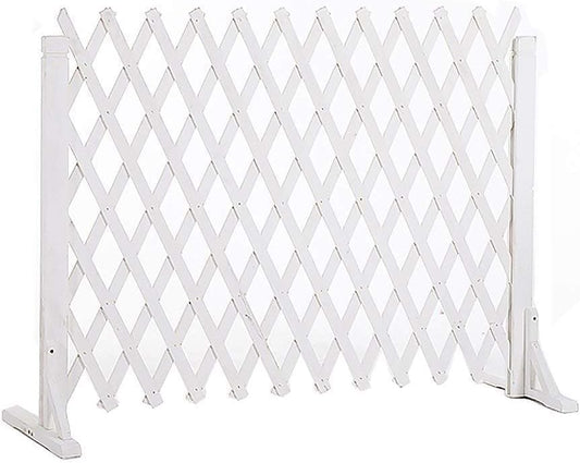 Telescopic Wooden Fence/Garden Grid Decoration/Courtyard Guardrail/Pet Fence/Rest Area Partition(White,160 * 50CM)