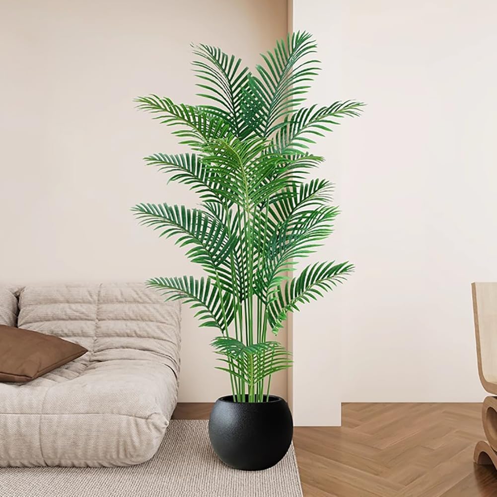 5.9 Feet Tall Artificial Palm Tree, Indoor Fake Tree, Tropical Fake Palm Tree Betel Nut Floor Plant, High Simulation Plant, Bedroom Living Room Potted Decoration,A high 180cm
