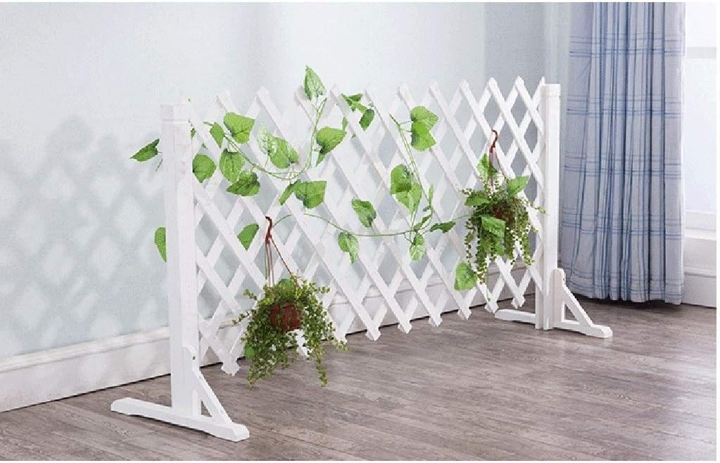 Telescopic Wooden Fence/Garden Grid Decoration/Courtyard Guardrail/Pet Fence/Rest Area Partition(White,160 * 70CM)