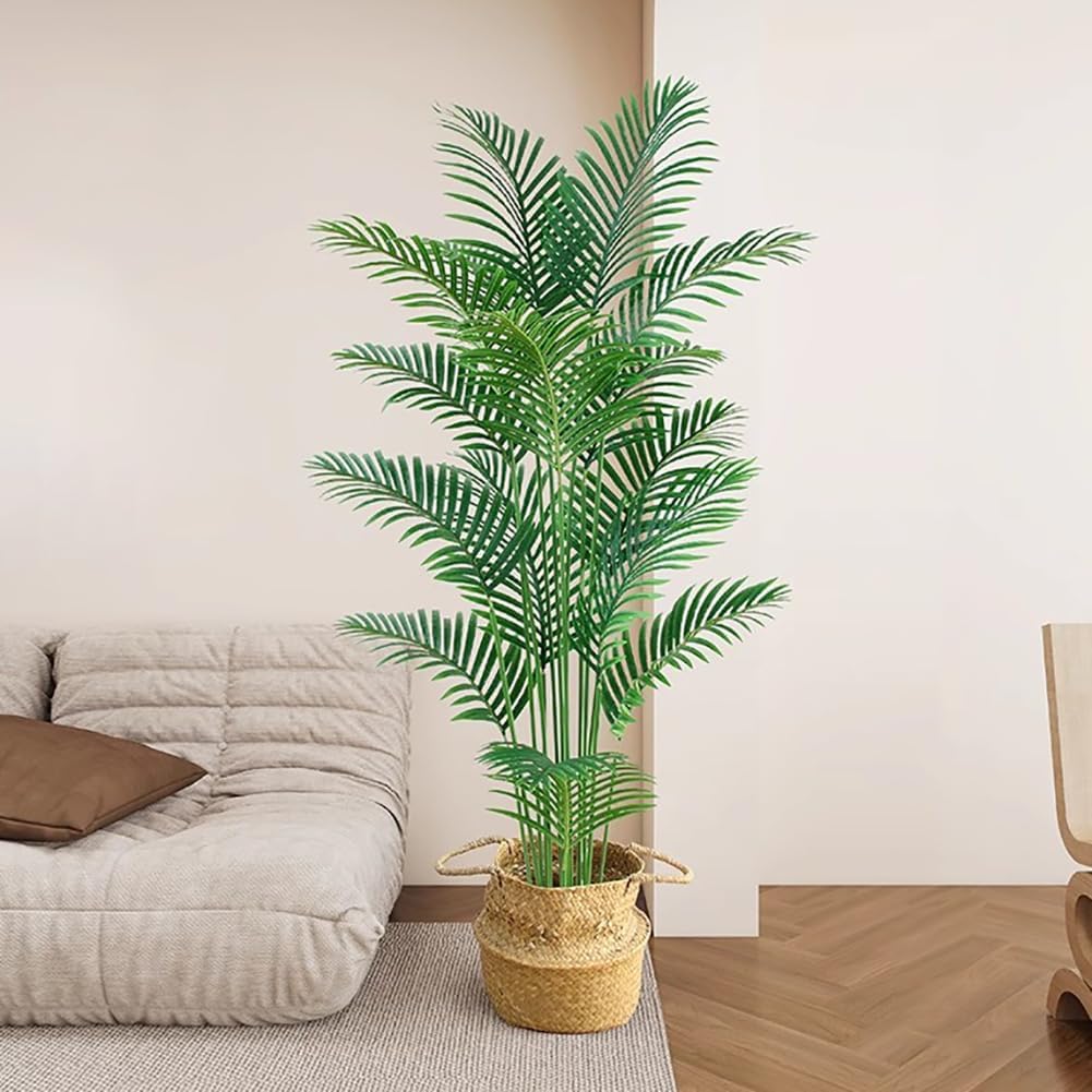 5.9 Feet Tall Artificial Palm Tree, Indoor Fake Tree, Tropical Fake Palm Tree Betel Nut Floor Plant, High Simulation Plant, Bedroom Living Room Potted Decoration,A high 180cm