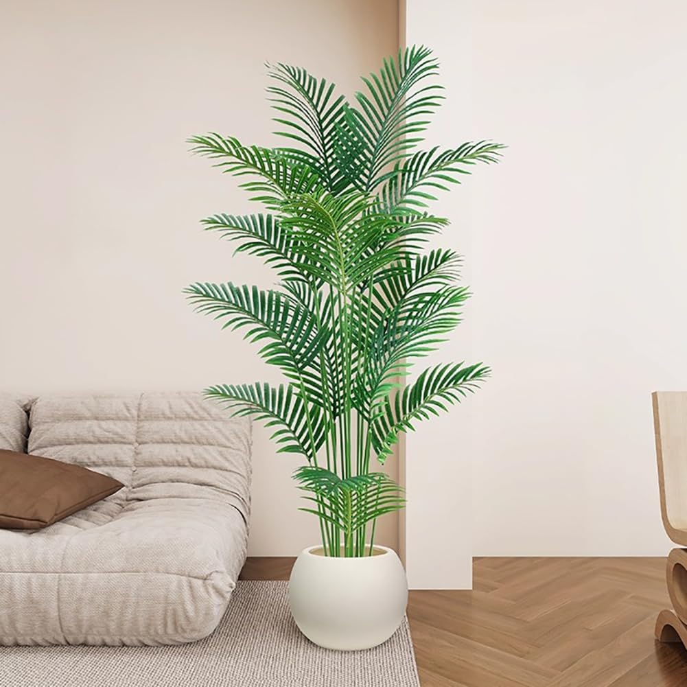 5.9 Feet Tall Artificial Palm Tree, Indoor Fake Tree, Tropical Fake Palm Tree Betel Nut Floor Plant, High Simulation Plant, Bedroom Living Room Potted Decoration,A high 180cm