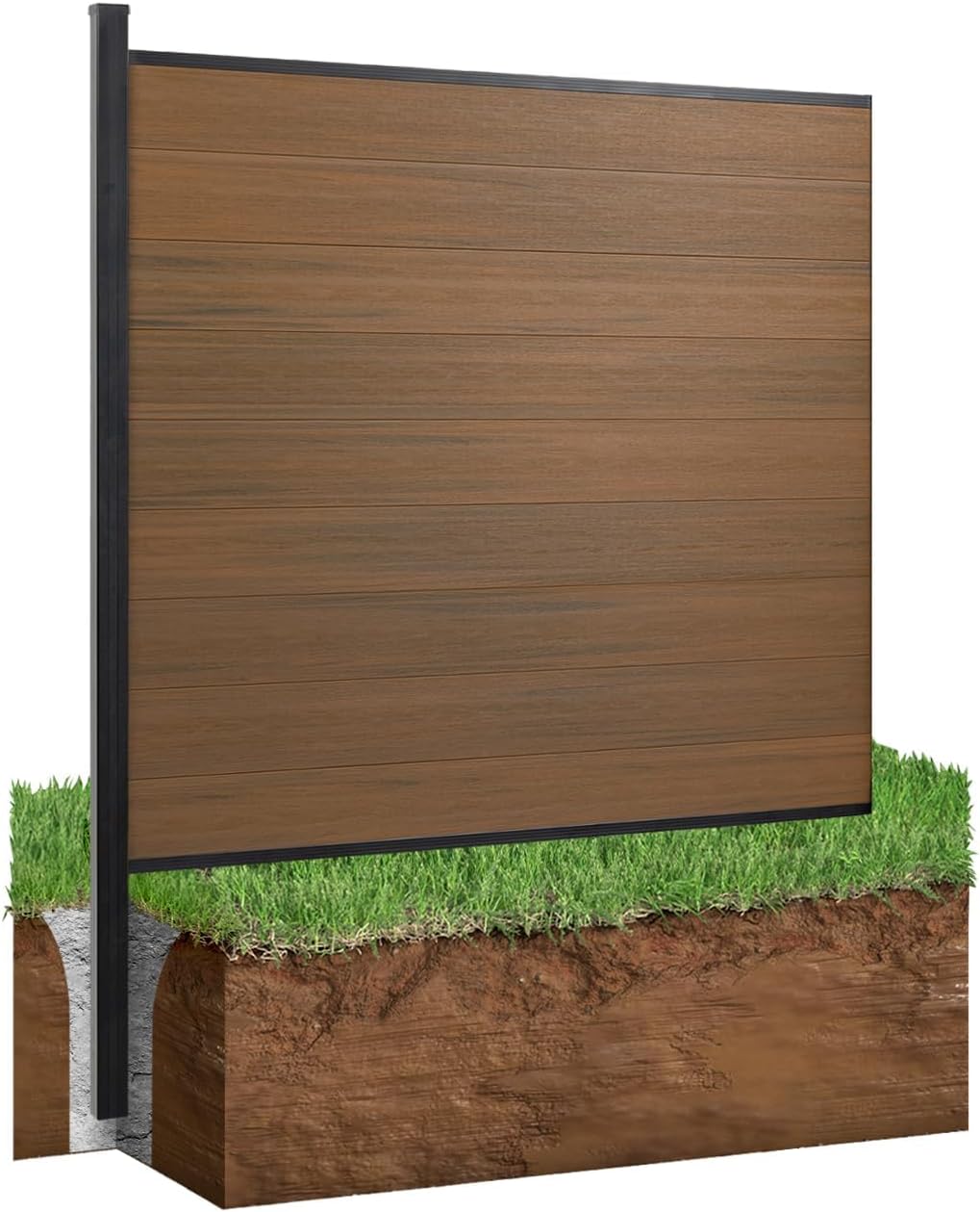 72" W x 72" H Outdoor Privacy Fence with Sturdy Alloy Post, Tall Wind Resistant Fence Covering Privacy, Wood Plastic Composite Fencing for Yard Backyard Garden and Swimming Pool(Grey)