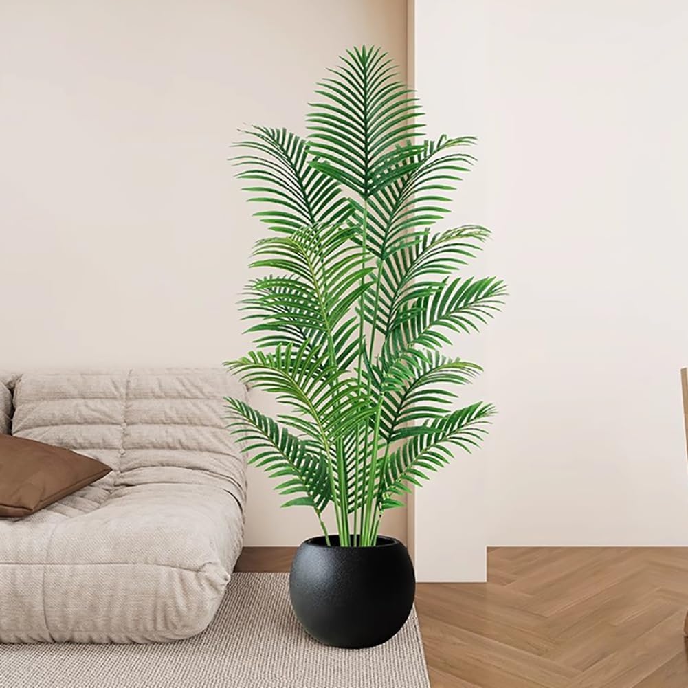 5.9 Feet Tall Artificial Palm Tree, Indoor Fake Tree, Tropical Fake Palm Tree Betel Nut Floor Plant, High Simulation Plant, Bedroom Living Room Potted Decoration,A high 180cm