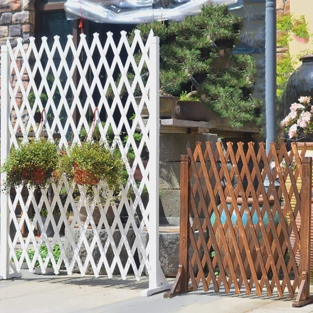 Telescopic Wooden Fence/Garden Grid Decoration/Courtyard Guardrail/Pet Fence/Rest Area Partition(White,160 * 70CM)